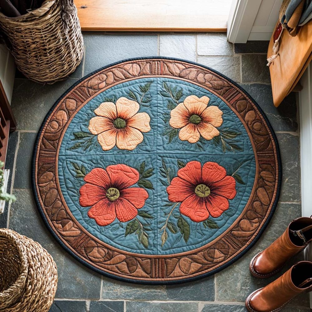 Poppy Glow Haven Quilted Round Mat