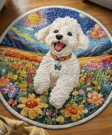 Posh Poodle Quilted Round Mat