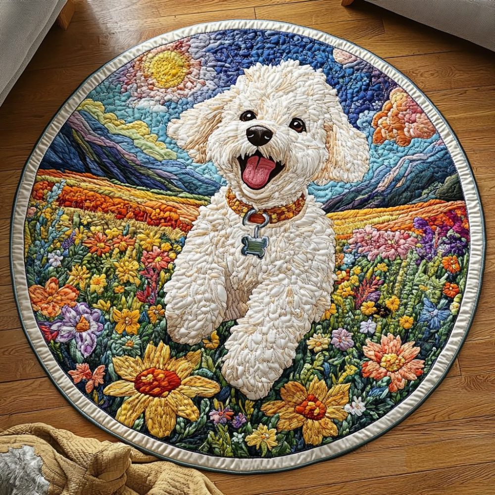 Posh Poodle Quilted Round Mat