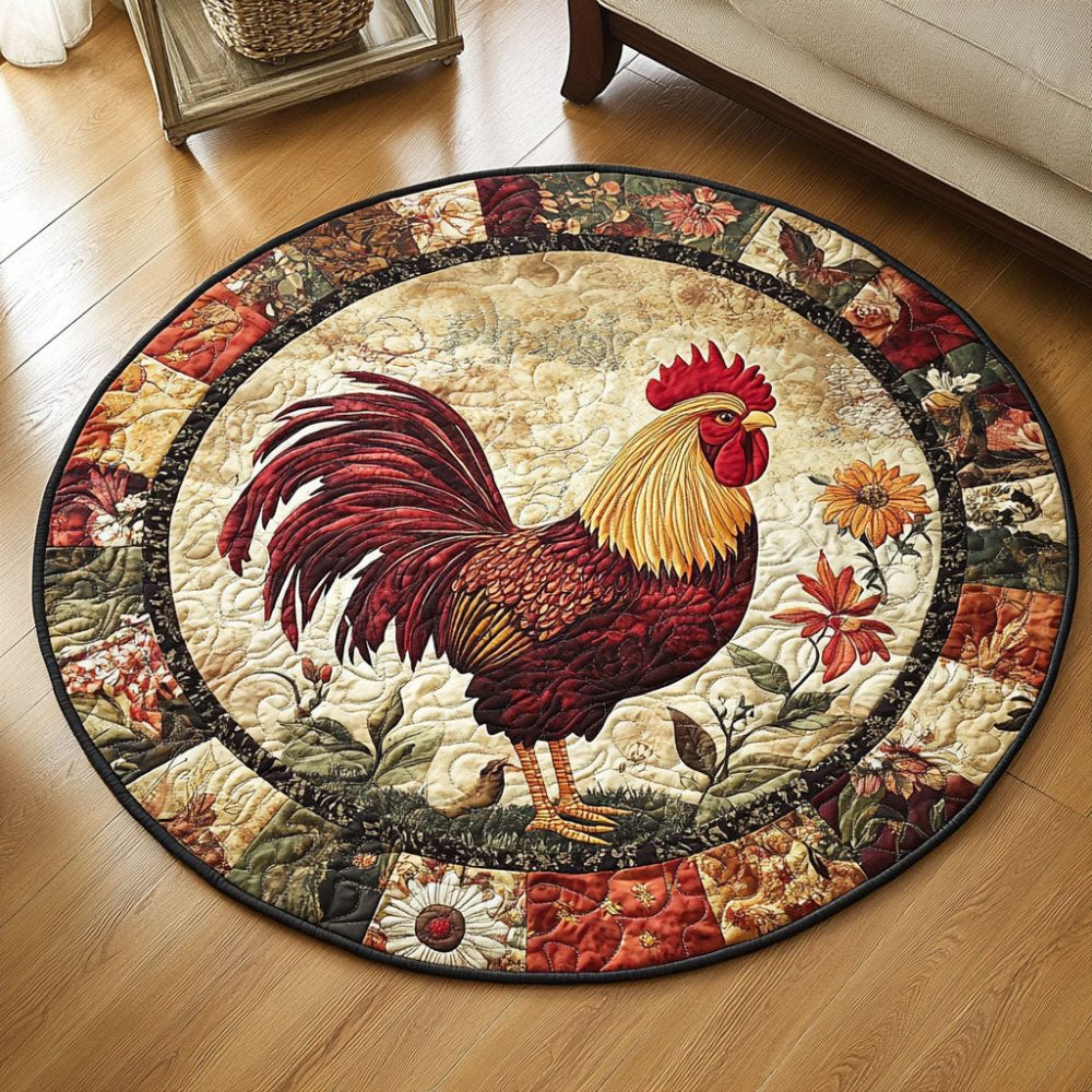 Poultry Patch Quilted Round Mat