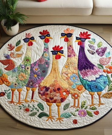 Poultry Patch Quilted Round Mat