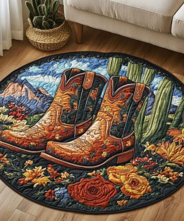 Prairie Boots Quilted Round Mat