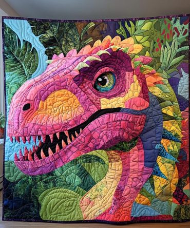 Prehistoric Pals Art Quilt Hanging