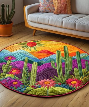 Prickly Beauty Quilted Round Mat
