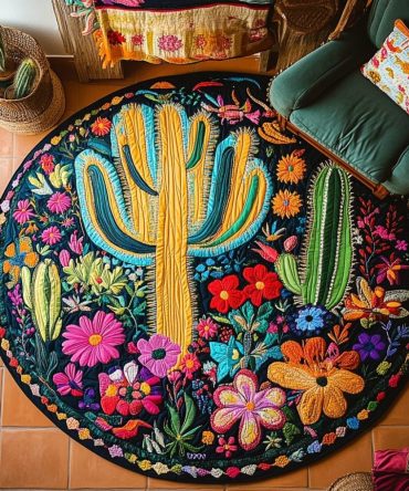 Prickly Serenity Spot Quilted Round Mat