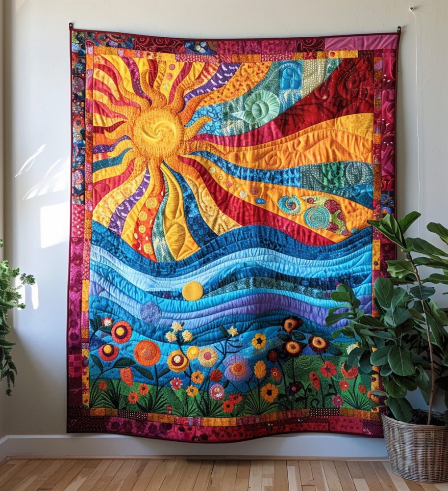 Psychedelic Harmony Quilted Blanket