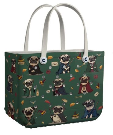 Bucket Tote Bag, Limited Edition Bogg Bag, Beach Bag Pug Wizardry Delight