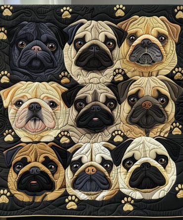 Pug Parade Quilted Blanket