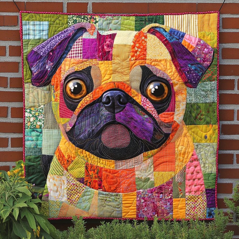 Pug Colors Delight Quilted Blanket