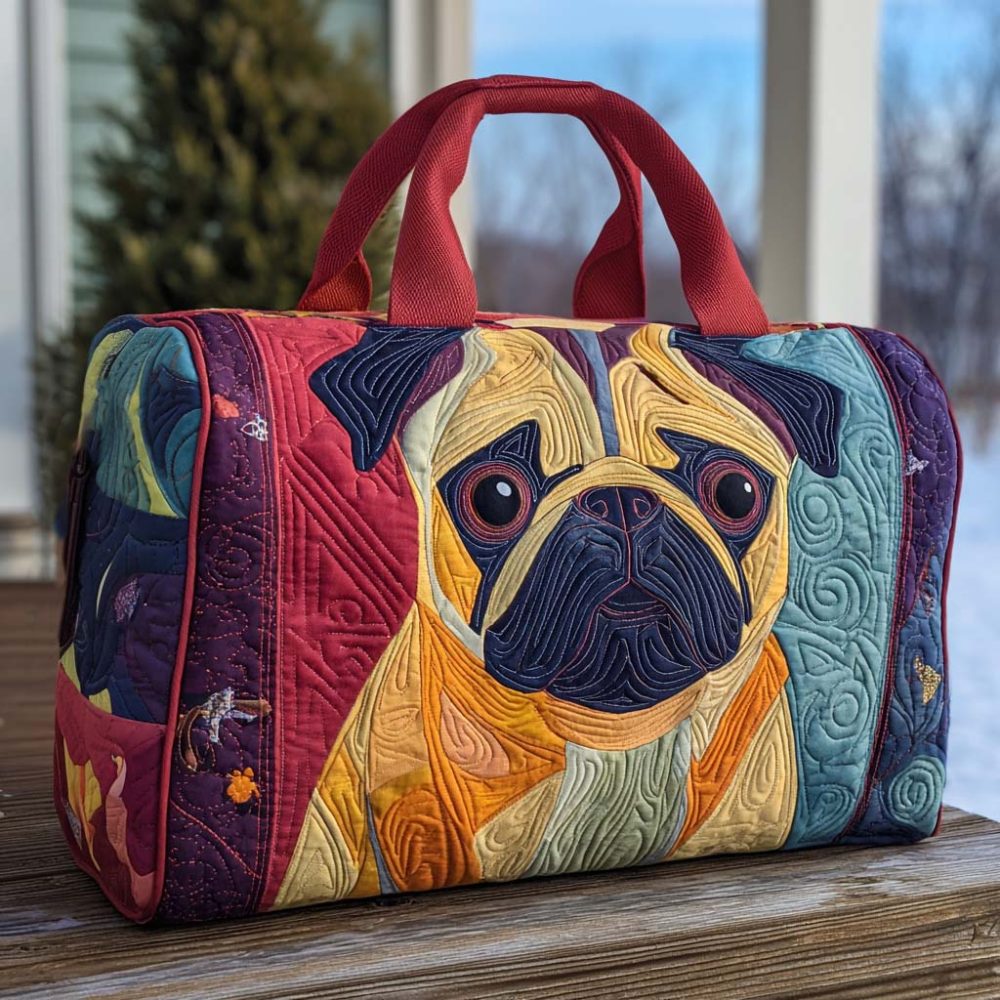 Puglet Charm Quilted Duffle Bag