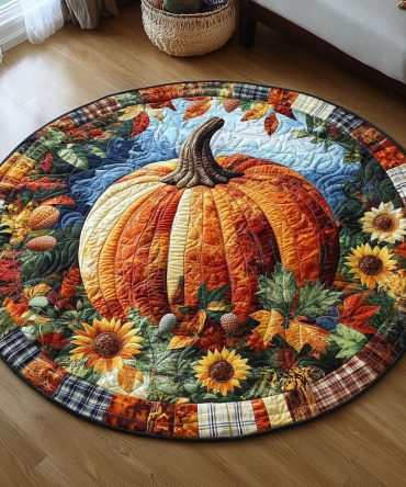Pumpkin Fiesta Quilted Round Mat