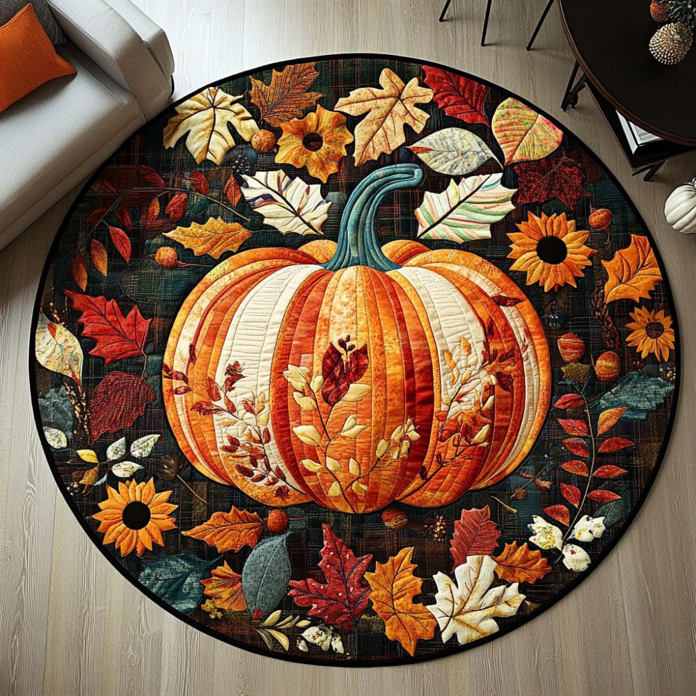 Pumpkin Glow Quilted Round Mat