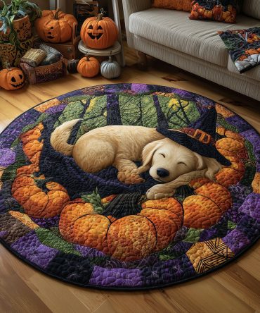 Pumpkin Golden Quilted Round Mat