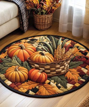 Pumpkin Harvest Quilted Round Mat