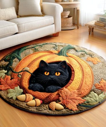 Pumpkin Night Quilted Round Mat