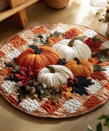 Pumpkin Patch Bliss Quilted Round Mat
