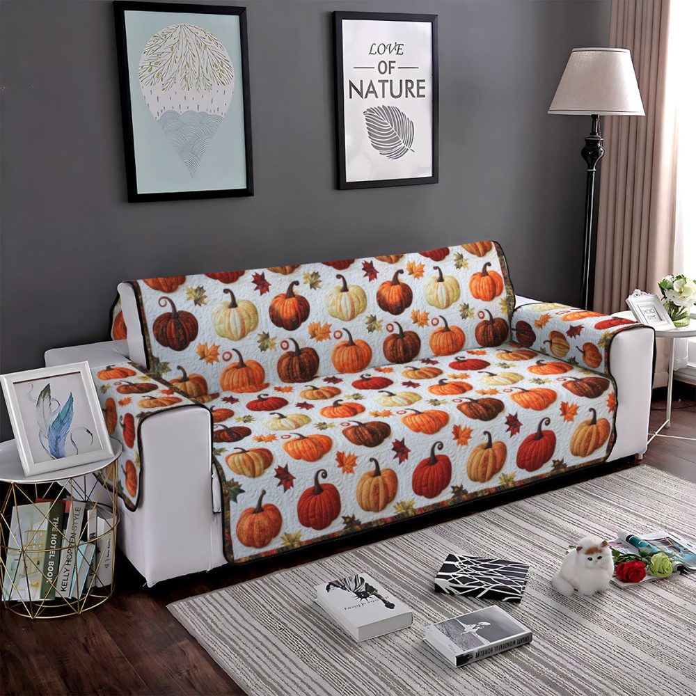 Pumpkin Patch Quilted Sofa Cover - Image 4
