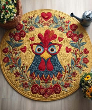 Pumpkin Peck Quilted Round Mat