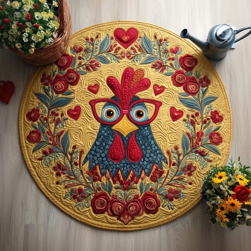 Pumpkin Peck Quilted Round Mat