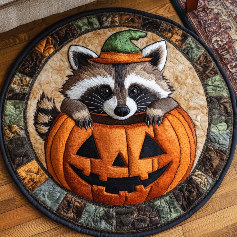 Pumpkin Peek Quilted Round Mat