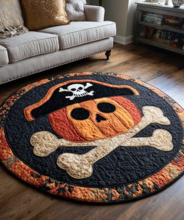 Pumpkin Pirate Quilted Round Mat