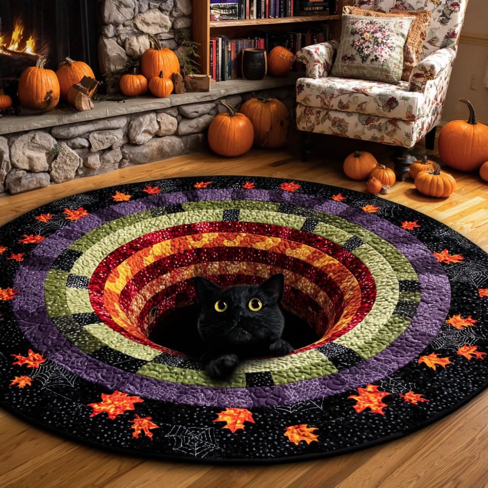 Pumpkin Shadow Quilted Round Mat
