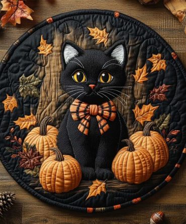 Pumpkin Slumber Quilted Round Mat