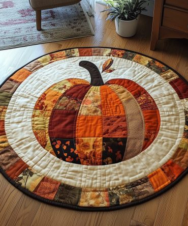 Pumpkin Spice Quilted Round Mat