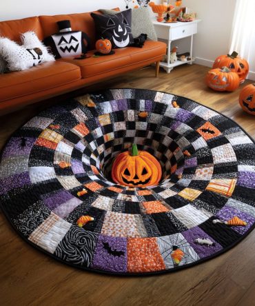 Pumpkin Spiral Quilted Round Mat