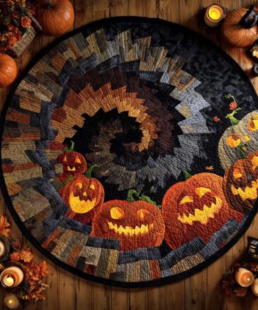 Pumpkin Vortex Quilted Round Mat