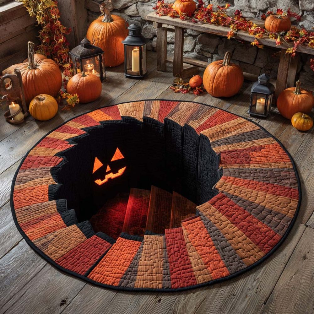 Pumpkins Descent Quilted Round Mat