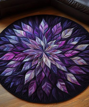 Purple Radiance Bloom Quilted Round Mat