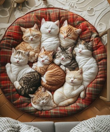 Purrfect Patch Round Quilted Round Mat