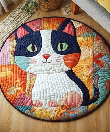 Purrfect Snuggle Space Quilted Round Mat