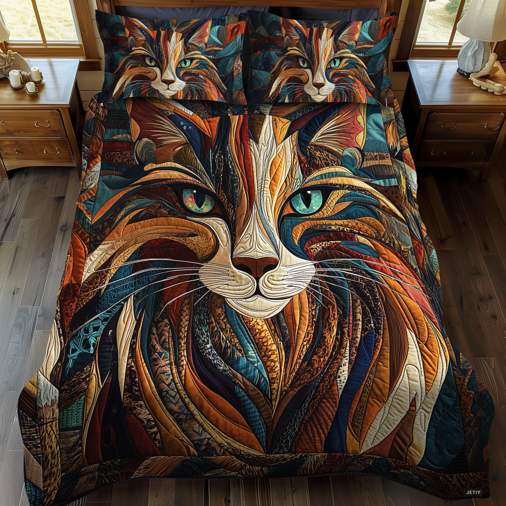 Purrs And Patches 3-Piece Quilted Bedding Set - Image 2