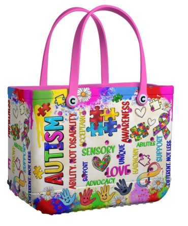 Vibrant Autism Awareness Tote Bag - Colorful Puzzle Design, Support & Advocacy Message