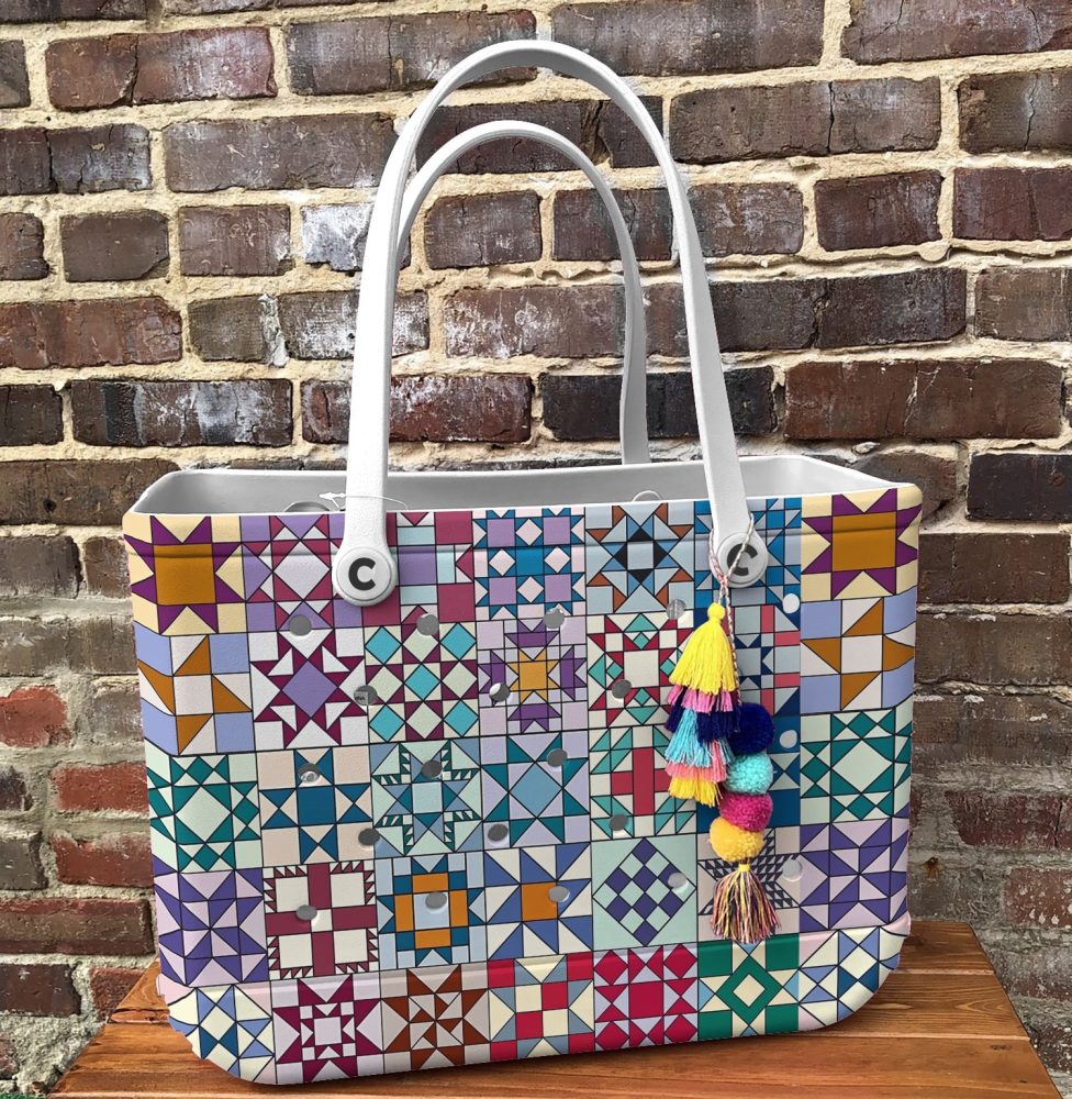 Colorful Geometric Pattern Tote Bag With White Handles - Stylish & Spacious For Everyday Use - Image 7