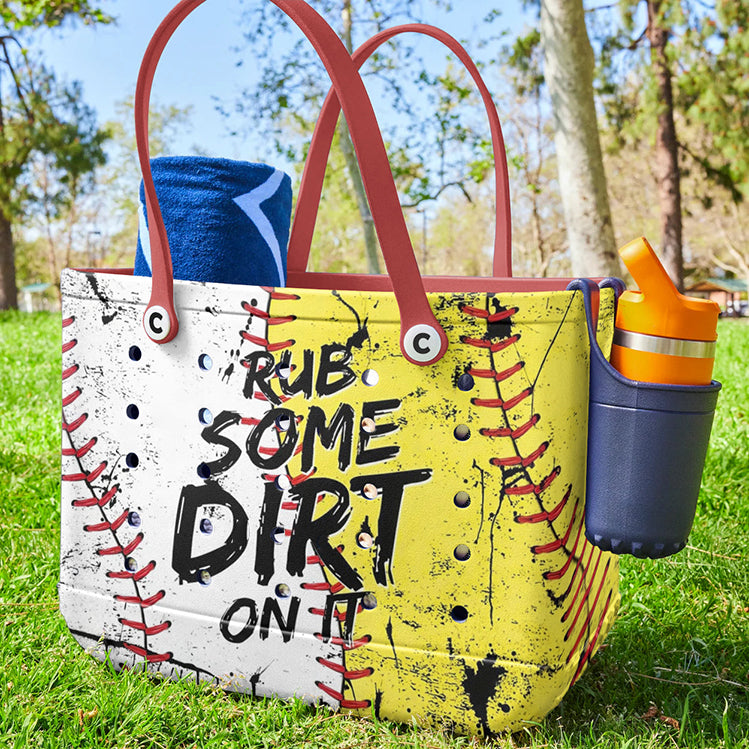 Stylish Baseball-Themed Tote Bag - 'Rub Some Dirt On It' Design For Sports Lovers - Image 2