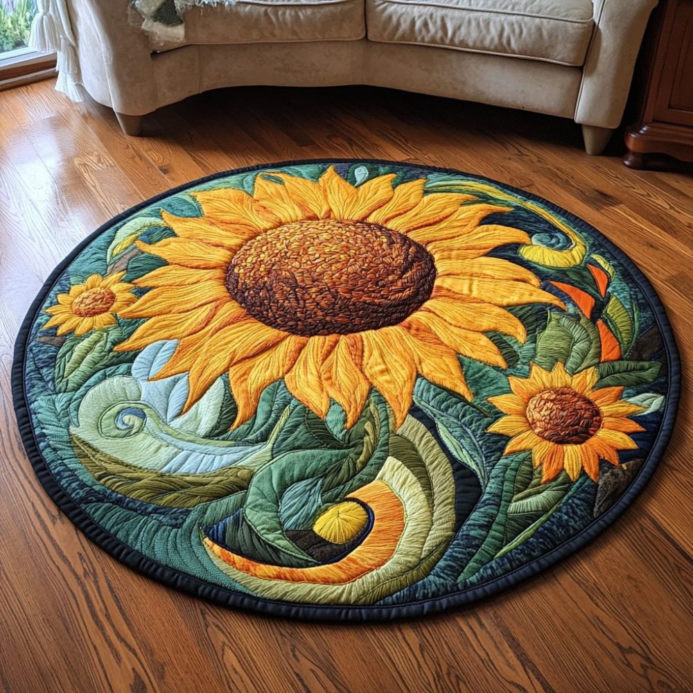 Radiant Blossom Quilted Round Mat