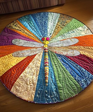 Radiant Dragonfly Quilted Round Mat