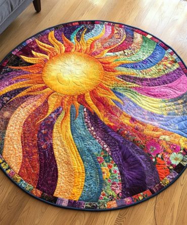 Radiant Sunburst Quilted Round Mat