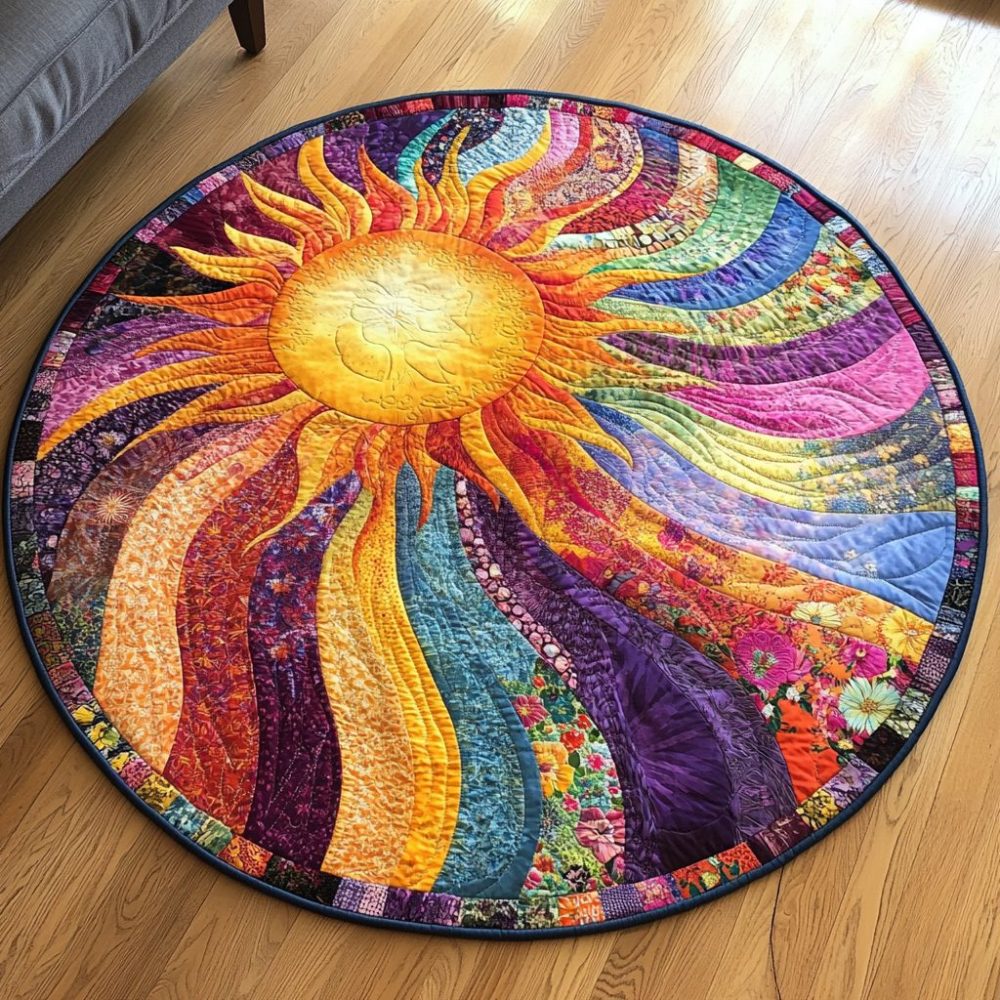 Radiant Sunburst Quilted Round Mat