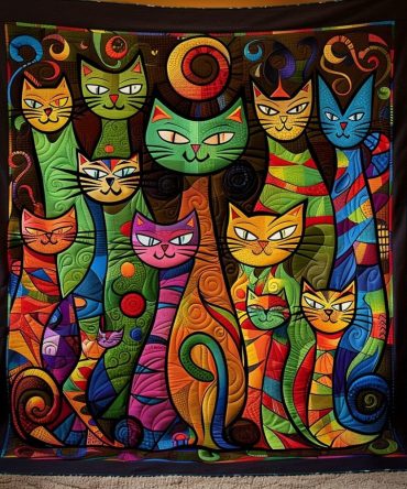 Rainbow Cats Quilted Blanket