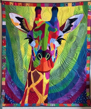 Rainbow Giraffe Quilted Blanket