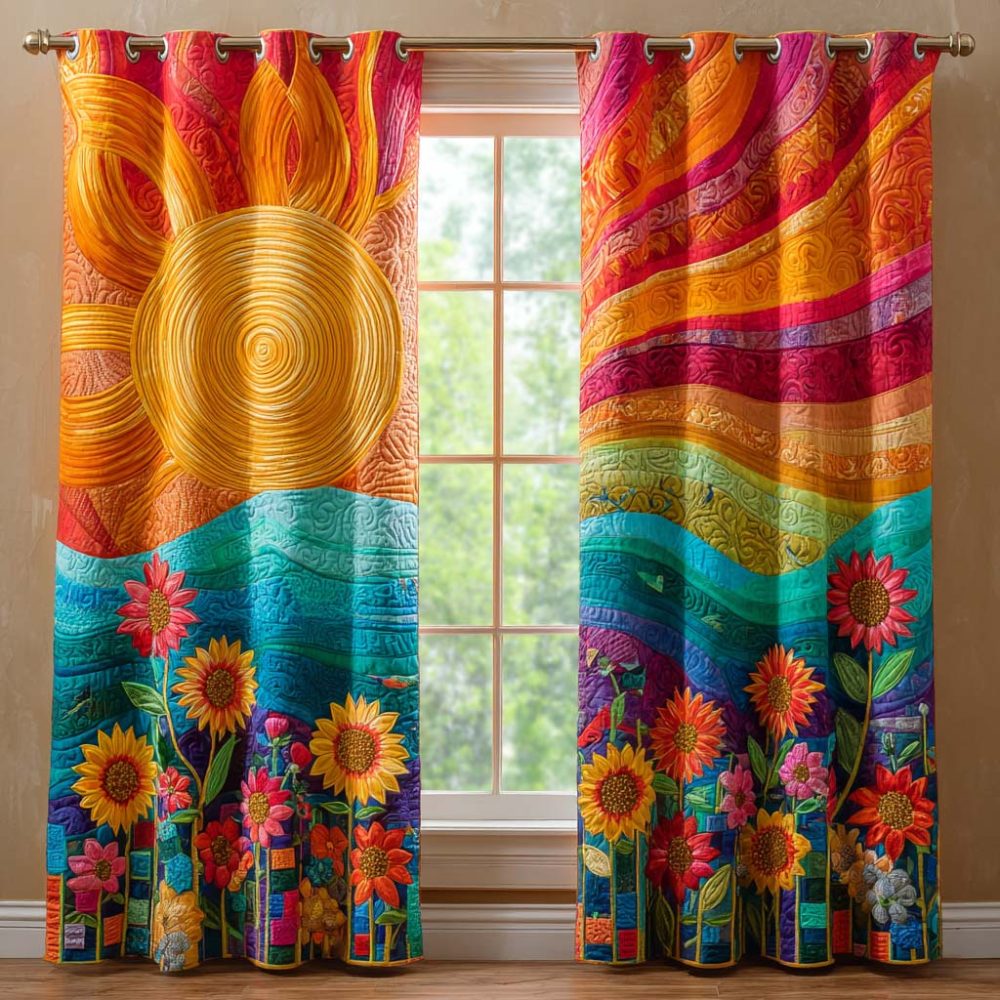Rainbow Garden Sunrise Quilted Curtains