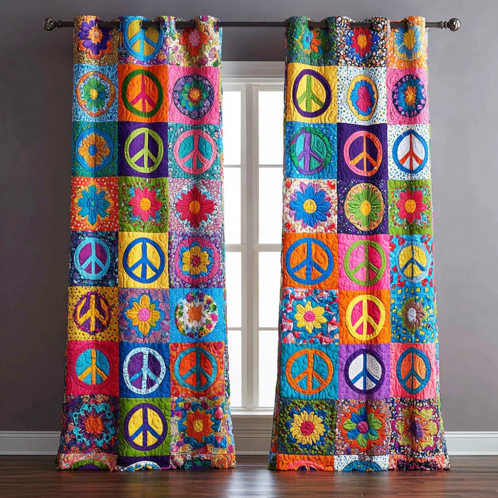 Rainbow Love Wave Quilted Curtains