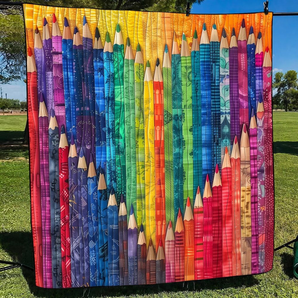 Rainbow Palette Quilted Blanket - Image 2
