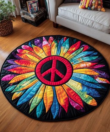 Rainbow Serenity Quilted Round Mat