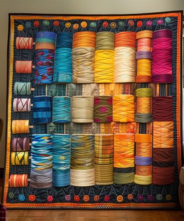 Rainbow Thread Quilted Blanket