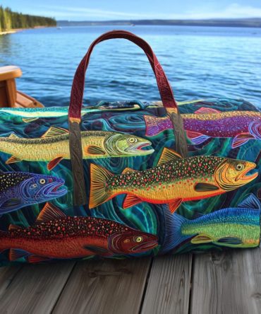 Rainbow Trout Quilted Duffle Bag